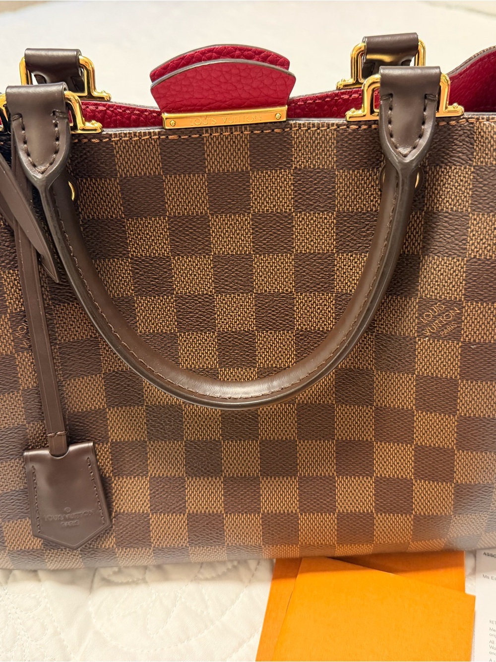 Louis Vuitton Brittany Damier Ebene Shoulder Bag with Gold Hardware